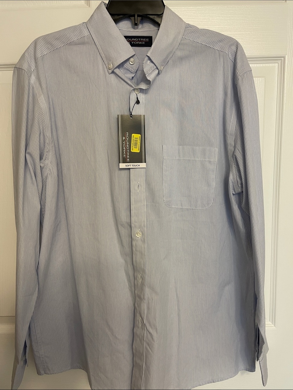 NWT Roundtree & Yorke Men's Light Blue Micro-Stripe Button-Down Dress Shirt
